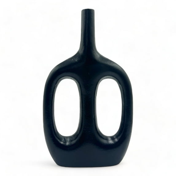 15 inch Black Decorative Metal Flower Vase by 90210 Kitchen and Bath