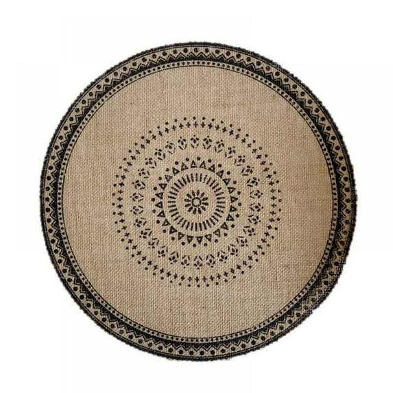 15 inch Boho Round Placemat, Farmhouse Woven Jute Fringe Table Mat Place Mat for Dining Room Kitchen Table Decor