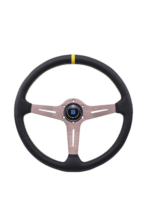 15 inch Classic Titanium Chrome 380mm Diameter Perforated Leather Steering Wheel