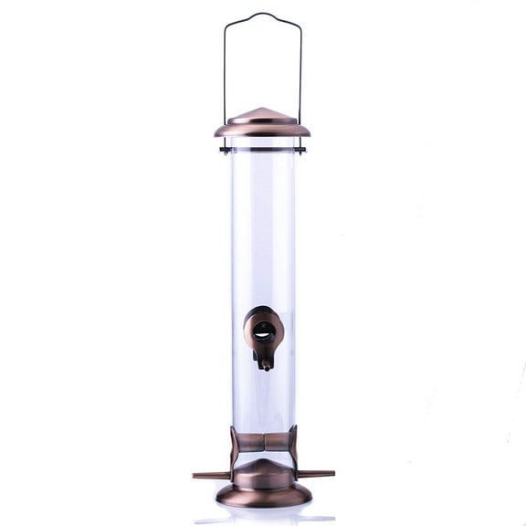 15 inch Copper Finish Weather Resistant 1 Lb. Outdoor Hanging Bird Seed Feeder