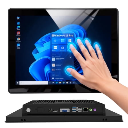 15 inch Embedded-Industrial-Panel-PC, Win11 Pro 10 Point Capacitive Industrial-Touch-Screen-Panel-Computer PC, J6412 / 8GB-DDR4 RAM 128GB SSD, IPS, 2xUSB3.0, 2xUSB2.0, HDMI, VGA,2xRS232