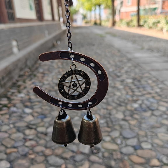 15-inch Height Horseshoe Wall Decor Hanging, Western Horse Decoration With Metal Stars And Witch Bell, Indoor Outdoor Lucky Horseshoes Decor Hanging Ornaments