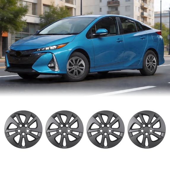 15 inch Hubcaps for 2016-2022 Toyota Prius, 2017-2022 Toyota Prius Prime, 2020-2024 Toyota Corolla Hybrid, PP Wheel Rim Cover, Snap-On Black Matte(4 Pack)