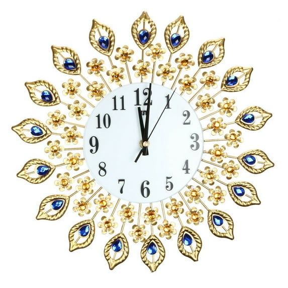 15 inch Large 3D Wall Clock Watch Peacock Diamonds Home Living room Bedroom Decorative Clock European Style Creative Gift