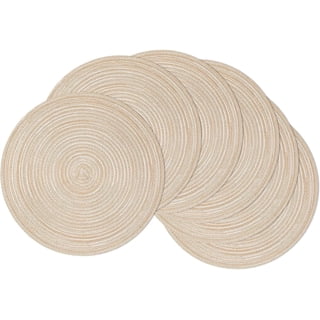 15 inch Round Braided Placemats Set of 6 Round Table Mats for Dining Tables Non Slip Washable Kitchen Table Place Mats Natural Farmhouse Decor