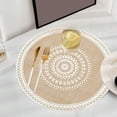 thumbnail image 1 of 15 inch Round Placemat with Tassels Table Mat Mandala Dinning Table Mat Washable Heat Resistant Boho Placemat for Kitchen Tea Table Coffee Table （White）, 1 of 6