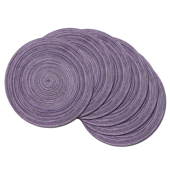 15 inch Round Placemats Set of 6, Cotton Polyester Woven Braided Place Mats, Washable Heat Resistant Non Slip Table Mats for Kitchen Dining Table, Round Braided Placemats,Purple