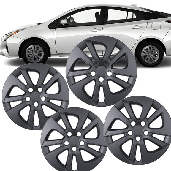 15 inch Set of 4 Wheel Covers Hubcaps Fits for 2016-2022 Toyota Prius/Prime & 2020-2024 Corolla Hybrid,Black Matte