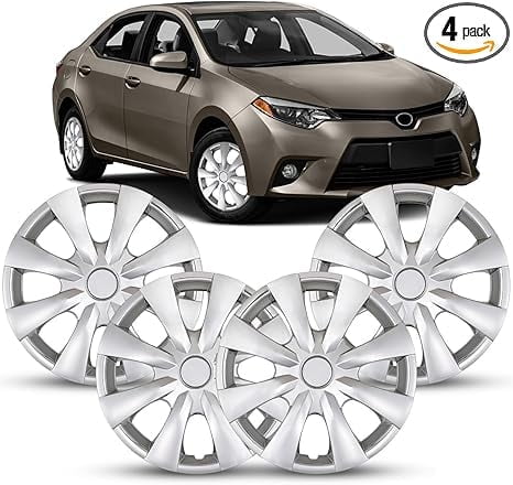 15 inch Steel Wheel Hubcaps for Toyota Corolla Style Hubcaps [2009 2010 2011 2012 2013 2014 2015 2016 2017 2018 2019] 15" Set of 4, Snap On Installation (4 pieces-Lacquer)