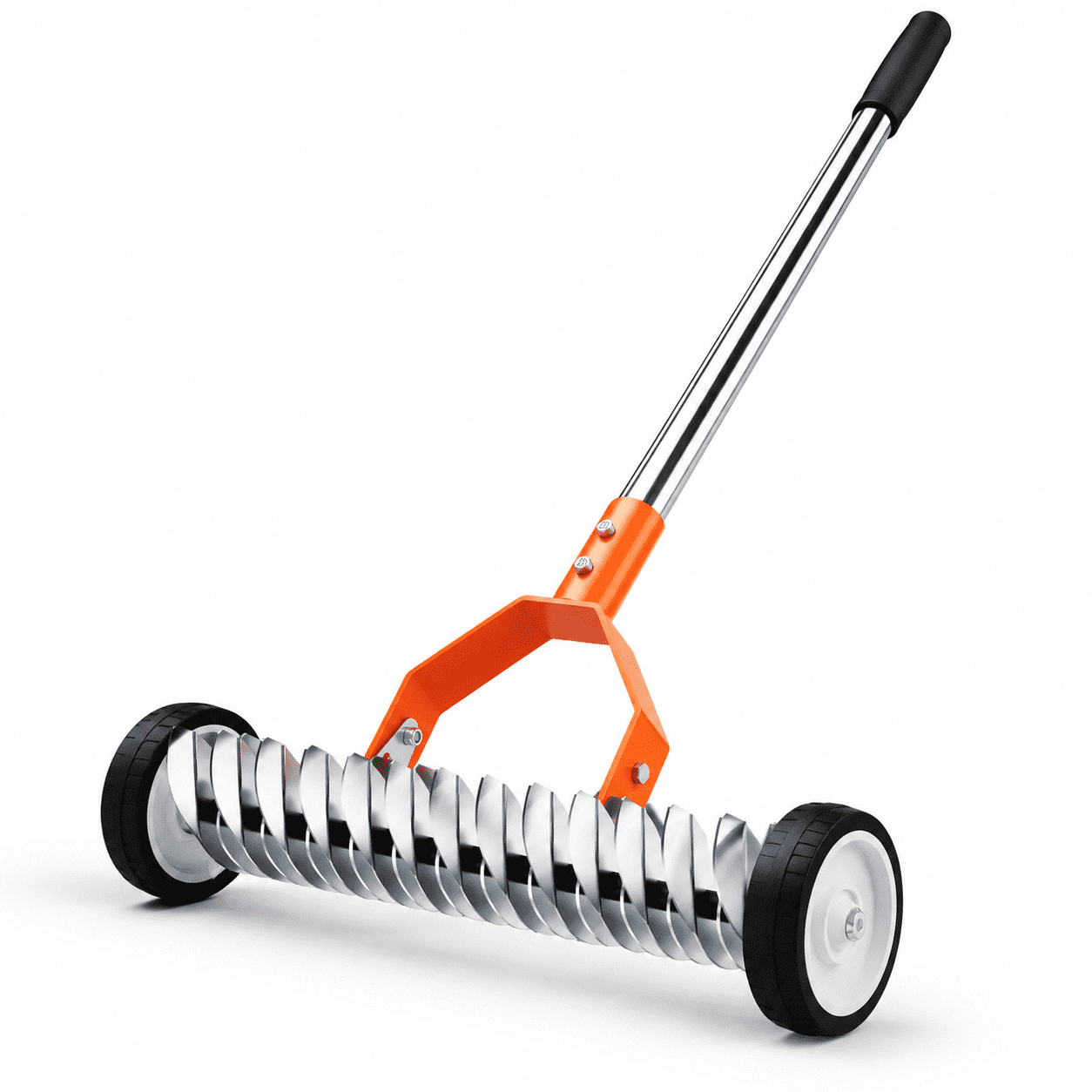 15-inch Thatch Rake with Rollers, Heavy-Duty Steel Dethatcher for Lawn ...