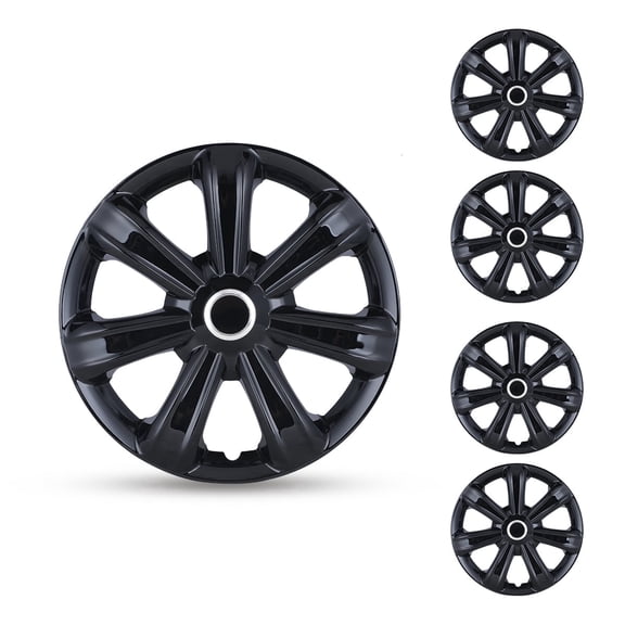 15 inch Universal Hubcaps for Car Truck SUV, ABS+PC Wheel Rim Cover, Snap-On Lacquer(4 Pack)