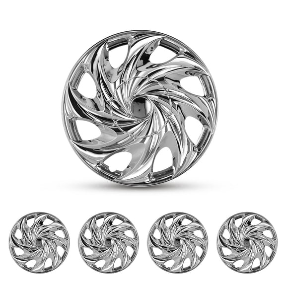 15 inch Universal Hubcaps for Car Truck SUV, ABS+PC Wheel Rims Cover, Snap-On Chrome(Set of 4)