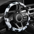 thumbnail image 1 of 15 inch Universal PU Leather Stretch-On Steering-Wheel Cover, Cute Auto Cow-Pattern Breathable Slip-Proof Comfort Leather Covers, Car Interior Accessories for Women Men, 1 of 6