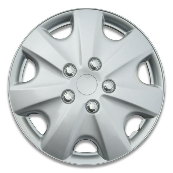 Auto Drive 15 Inch Silver Alloy Finish Hubcap Wheel Covers - Set of 4 - Fits Most Cars