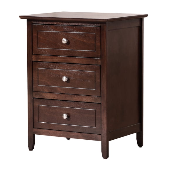15 - inch deep nightstand with cappuccino finish | Stores small items in 3 drawers for any room | Suits a wide range of aesthetics
