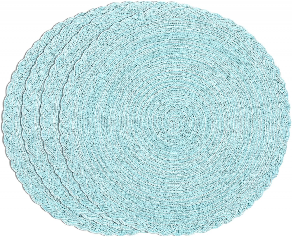 15inch round cotton placemat nonslip heat resistant woven placemat for fall, dinner party