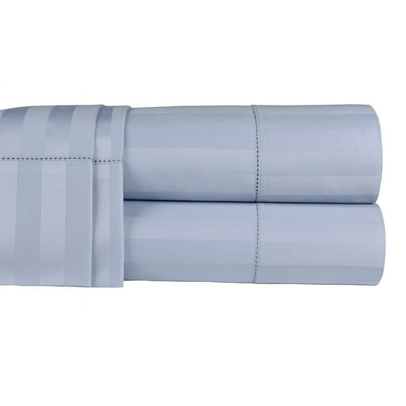 15 inches DEEP POCKET Bed Sheet Set - 400-Thread-Count 100% Long Staple Cotton Sheets, Sateen Weave - 4 Piece Stripe (Cal King, Sky Blue) by Splendid