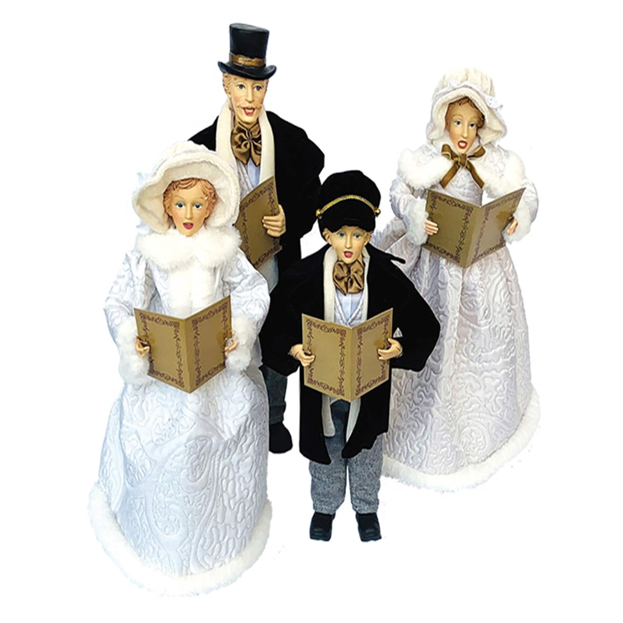15 inches To 18 inches Christmas Splendor Carolers, Set of 4 - white