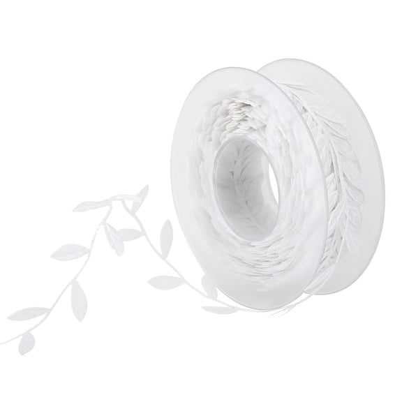 15 m / Roll Artificial Silk Leaf Ribbon - Leaves Vine Garlands Ribbon Sew On Lace for DIY Handmade Sewing Crafts , White