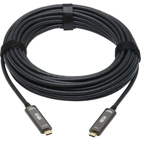 15 m USB-C AOC Cable - USB 3.2 Gen 2 Plenum-Rated Fiber Active Optical Cable - Data Only, Backward Compatible, Black
