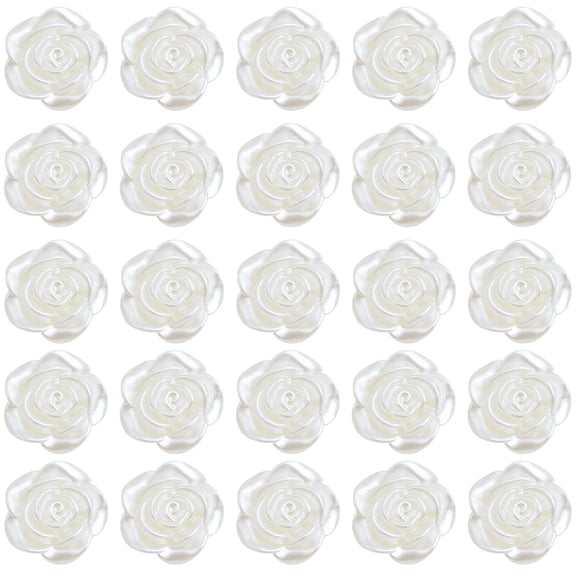 15 mm ABS Plastic Rose Flower Beads Lovely Roseflower Spacer Beads (White)