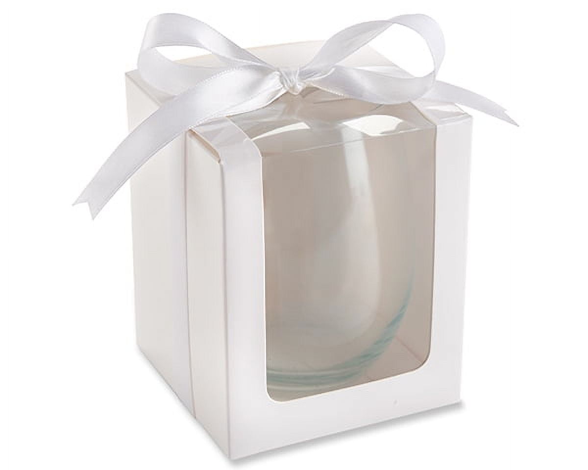 Set of 6 Stemless Wine Glasses Gift Box, 15oz, Clear Sold by at Home