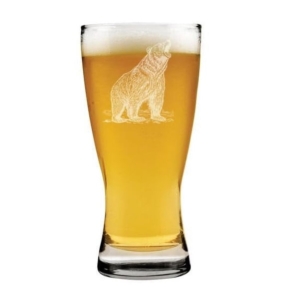 15 oz Beer Pilsner Glass Gift Bear Growling