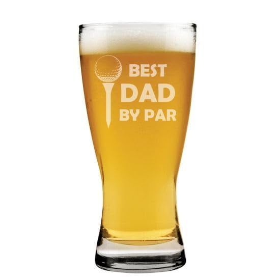 15 oz Beer Pilsner Glass Gift Best Dad By Par Golf Father's Day For Dad Father