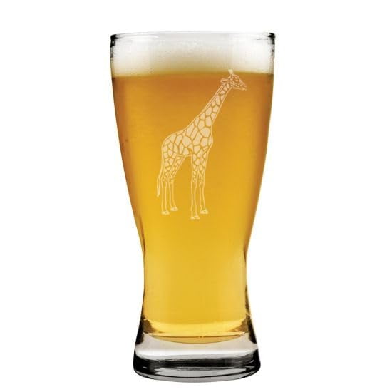 15 oz Beer Pilsner Glass Gift Giraffe