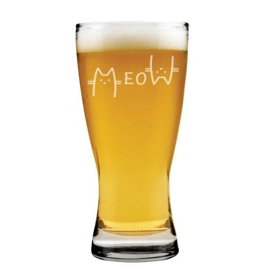 15 oz Beer Pilsner Glass Gift Meow Cat Funny