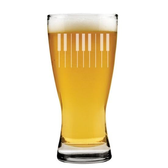 15 oz Beer Pilsner Glass Gift Piano Keyboard