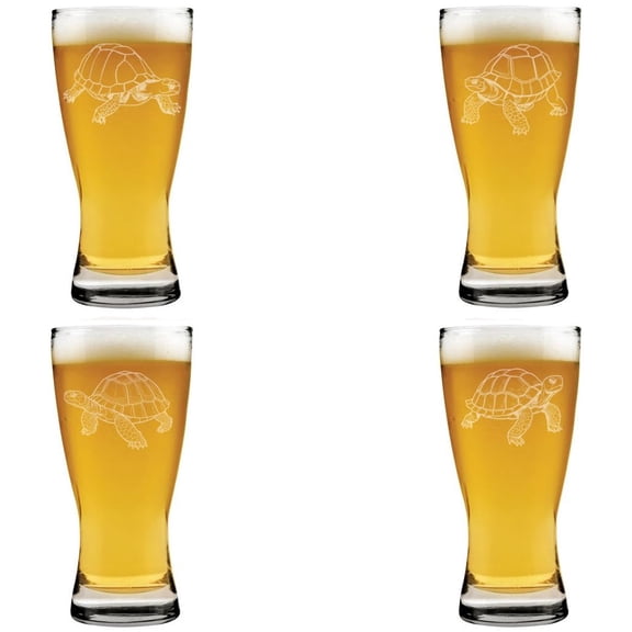 15 oz Beer Pilsner Glass Gift Set of 4 Tortoise Collection