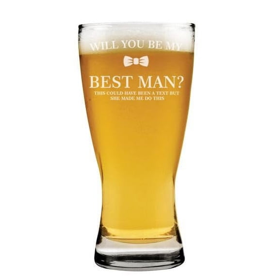 15 oz Beer Pilsner Glass Gift She Made Me Do This Will You Be My Best Man Proposal Funny