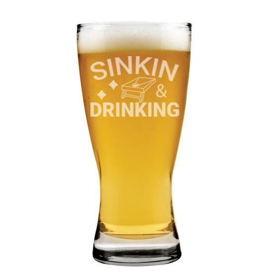 15 oz Beer Pilsner Glass Gift Sinkin and Drinking Cornhole