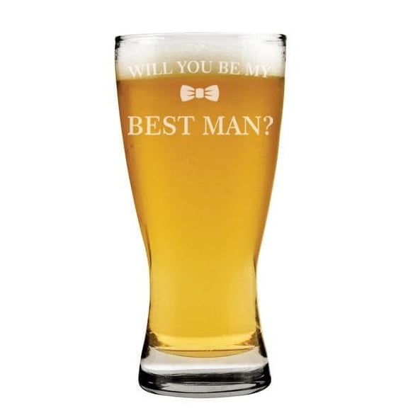 15 oz Beer Pilsner Glass Gift Will You Be My Best Man Proposal