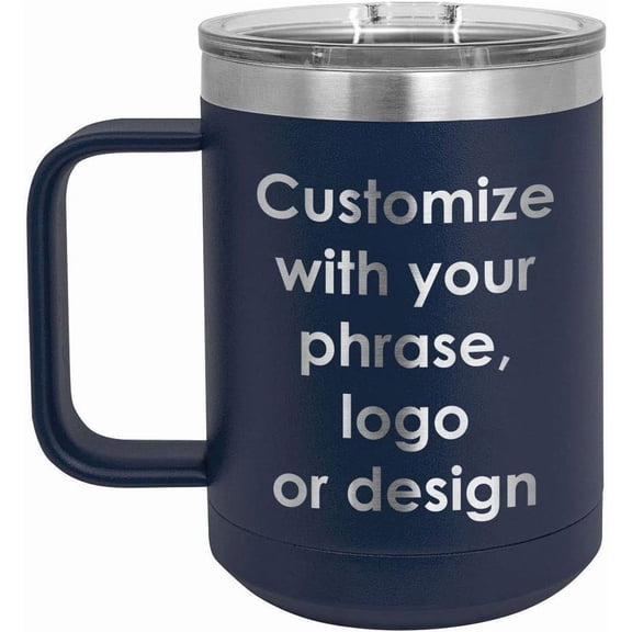 15 oz Coffee Mug w/Slide Top Lid | Add Your Text w/Names, Phrase, Design or Company | Insulated Travel Coffee Cup | Compare To | ONLYGIFTS.COM