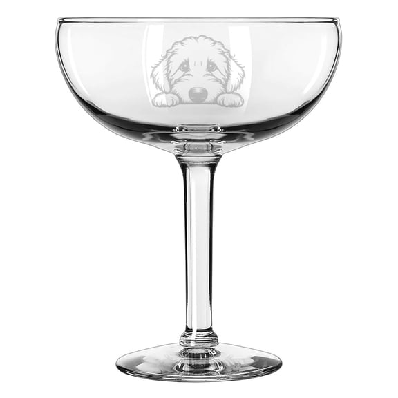 15 oz Coupe Cocktail Glass Gift Champagne Martini Margarita Cute Goldendoodle