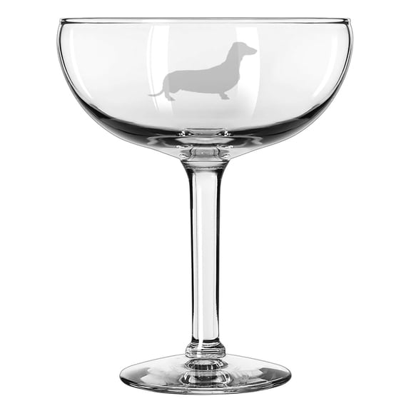 15 oz Coupe Cocktail Glass Gift Champagne Martini Margarita Dachshund