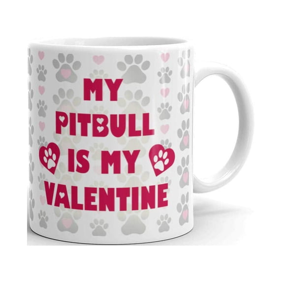 15 oz Funny Lover Man Women Gift My Pitbull is my Valentine Novelty Ceramic Coffee Mug