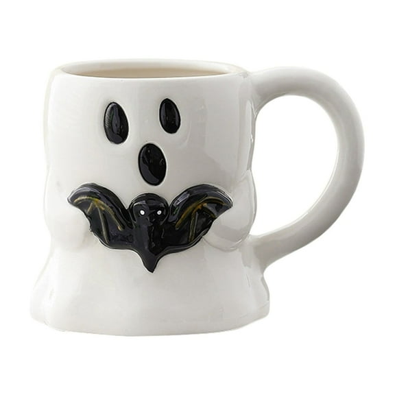 15 oz Halloween Ghost Coffee Mug Cute Ceramic Ghost Face Design Novelty Drinking Cup for Coffee Tea Hot Chocolate Halloween Accessories Birthday Gifts for Adults Kids Women Men