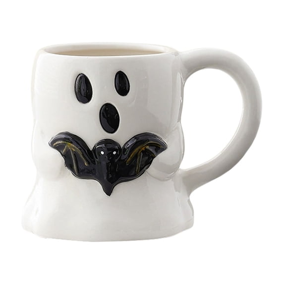 15 oz Halloween Pumpkin Ghost Ceramic Coffee Mug Cute Ghost Pattern Shaped Novelty Drinking Cup with Handle for Women Men Gifts Halloween Party Decoration