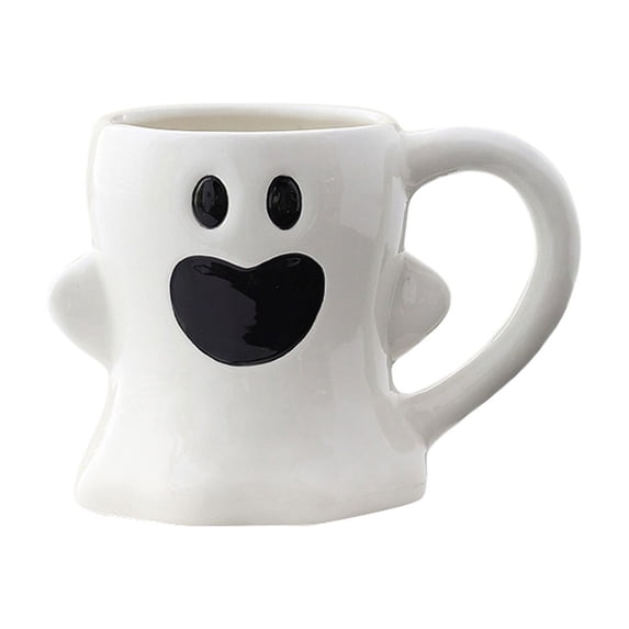 15 oz Halloween Pumpkin Ghost Ceramic Coffee Mug Cute Ghost Pattern Shaped Novelty Drinking Cup with Handle for Women Men Gifts Halloween Party Decoration