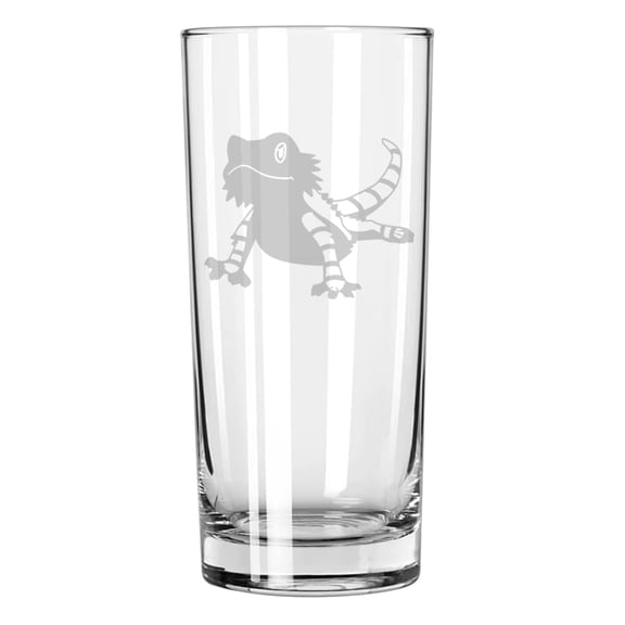 15 oz Tall Beverage Drinking Glass Highball Tumbler Gift Bearded Dragon Lizard
