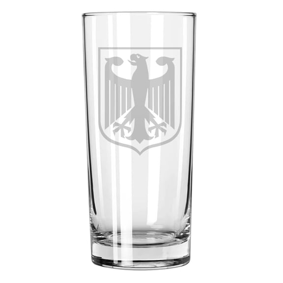 15 oz Tall Beverage Drinking Glass Highball Tumbler Gift Coat of Arms of Germany German Eagle