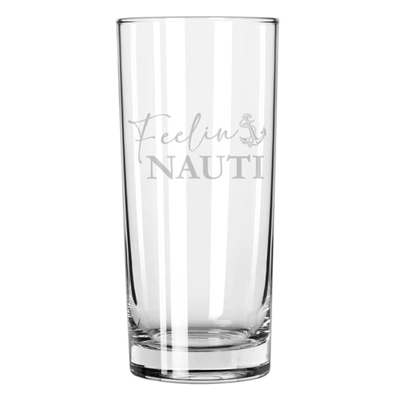 15 oz Tall Beverage Drinking Glass Highball Tumbler Gift Feelin Nauti Anchor Funny Lake Boat