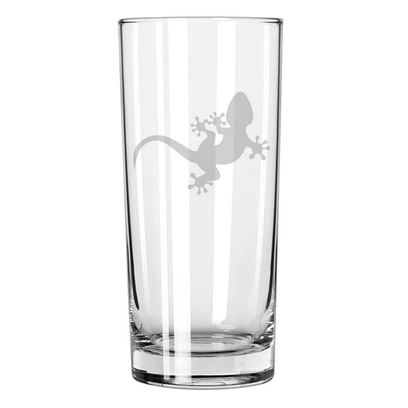 15 oz Tall Beverage Drinking Glass Highball Tumbler Gift Gecko Lizard
