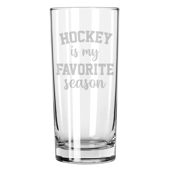15 oz Tall Beverage Drinking Glass Highball Tumbler Gift Hockey Is My Favorite Season Hockey Mom