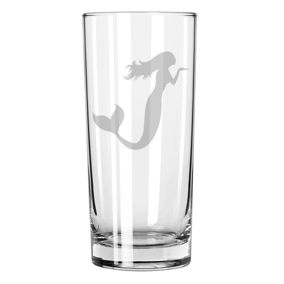 15 oz Tall Beverage Drinking Glass Highball Tumbler Gift Mermaid