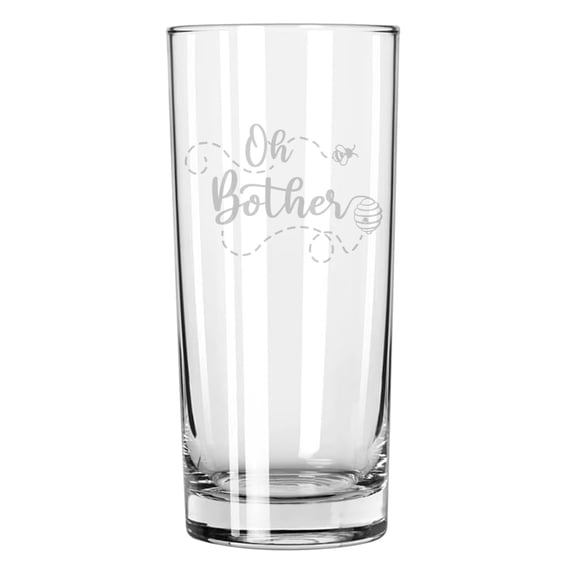 15 oz Tall Beverage Drinking Glass Highball Tumbler Gift Oh Bother Honey Bee