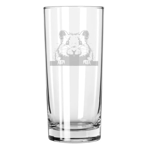 15 oz Tall Beverage Drinking Glass Highball Tumbler Gift Peeking Hampster